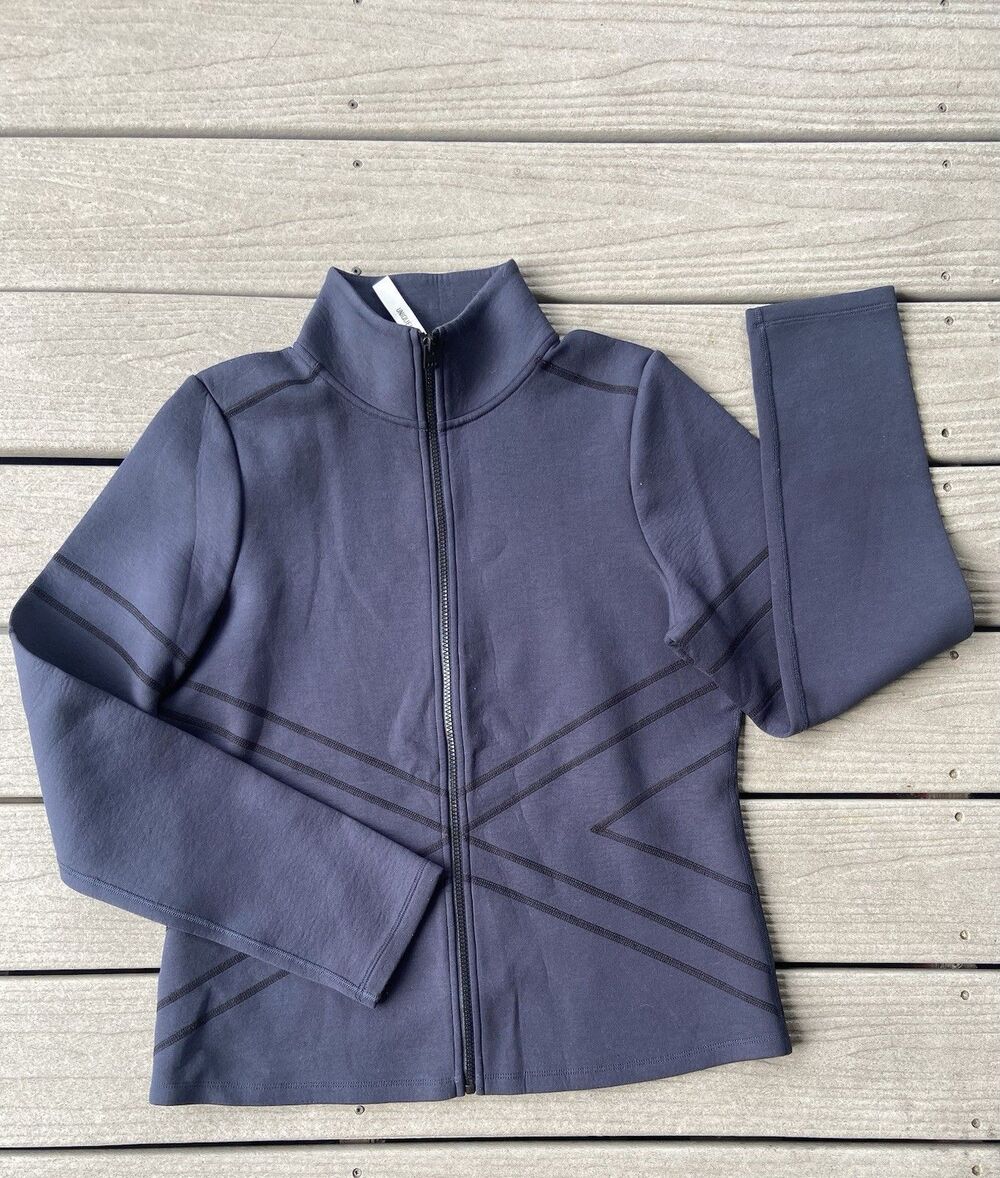 Lorna Jane Women’s XL Navy Full Zip Scuba Jacket Contrast Stitch Activewear